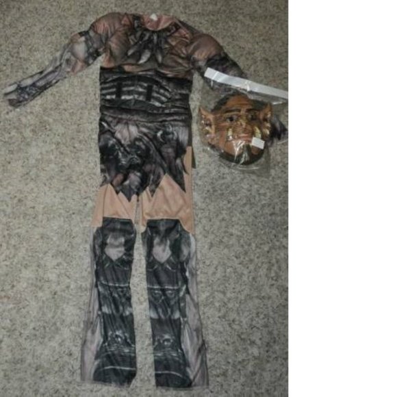 Warcraft Durotan Warrior Halloween Costume 7/8 Muscle Jumpsuit, Mask Boys 3 Pc - Picture 2 of 6